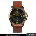 Japon quartz calendrier mouvement brun mens watch leather